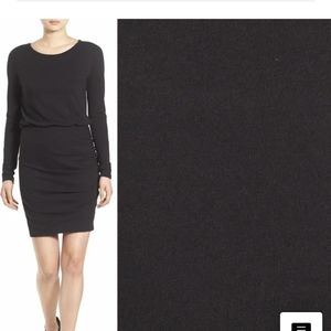 Leith blouson bodycon dress, long sleeve, black, size medium